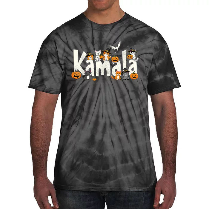 Kamala Halloween Cat Pumpkin Witch Hat Lover Kamala Haris Tie-Dye T-Shirt