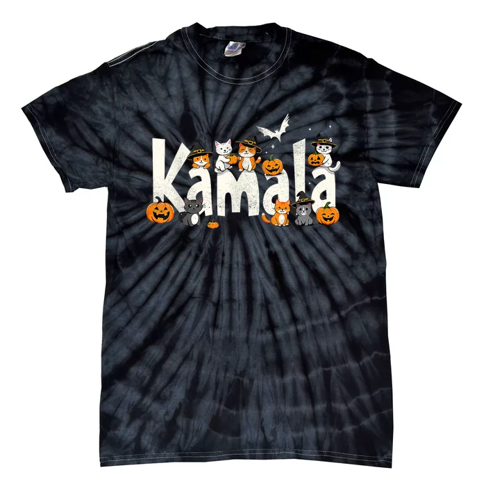 Kamala Halloween Cat Pumpkin Witch Hat Lover Kamala Haris Tie-Dye T-Shirt