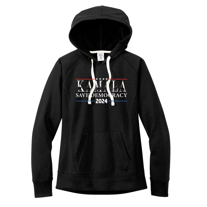 Kamala Harris Cat Lettering Positive Save Democracy Women's Fleece Hoodie