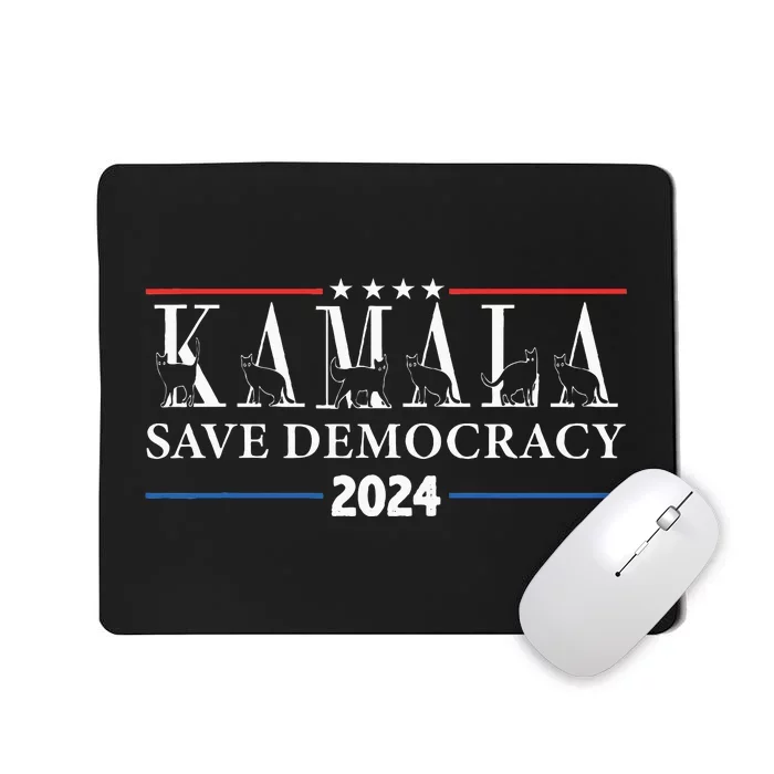 Kamala Harris Cat Lettering Positive Save Democracy Mousepad