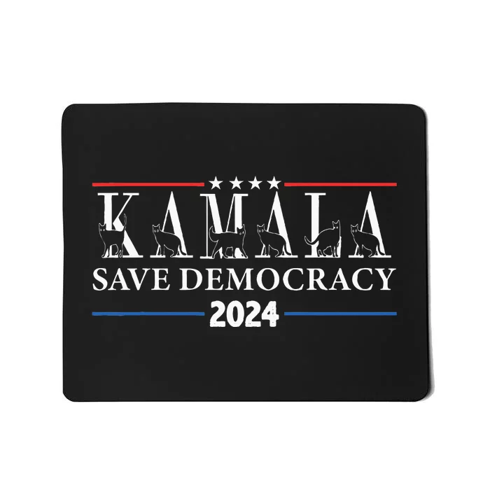 Kamala Harris Cat Lettering Positive Save Democracy Mousepad