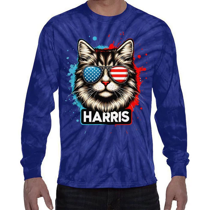 Kamala Harris Cat Ladies 2024 The Presidential Campaign 2024 Tie-Dye Long Sleeve Shirt