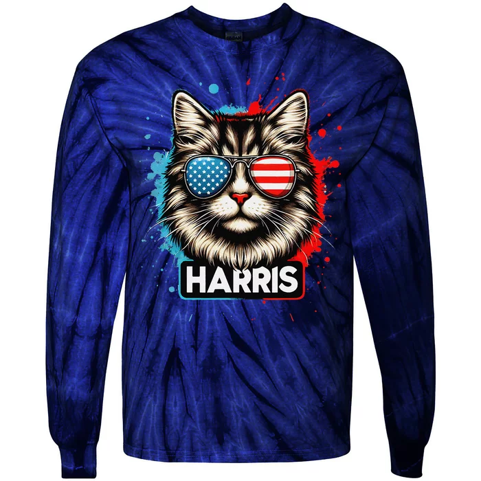 Kamala Harris Cat Ladies 2024 The Presidential Campaign 2024 Tie-Dye Long Sleeve Shirt