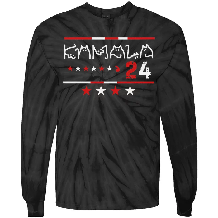 Kamala Harris Cat Lettering Positive Funny Tie-Dye Long Sleeve Shirt