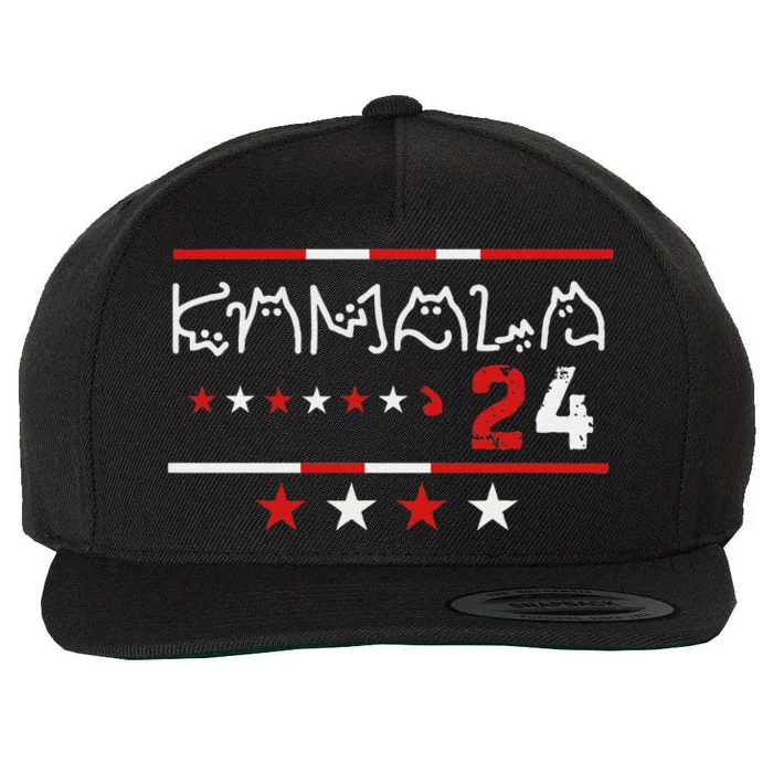 Kamala Harris Cat Lettering Positive Funny Wool Snapback Cap