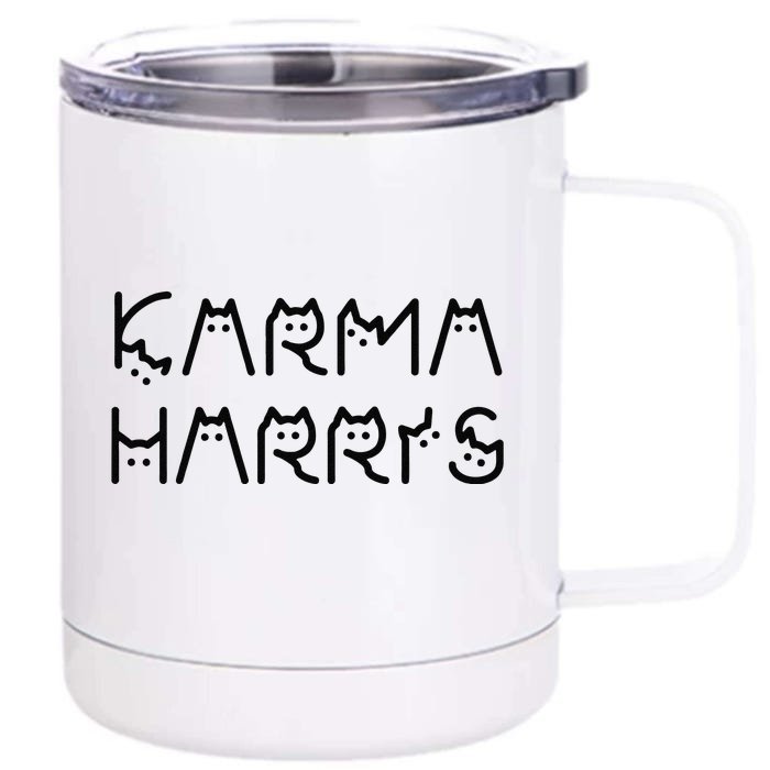 Kamala Harris Cat Lettering Positive Funny Front & Back 12oz Stainless Steel Tumbler Cup