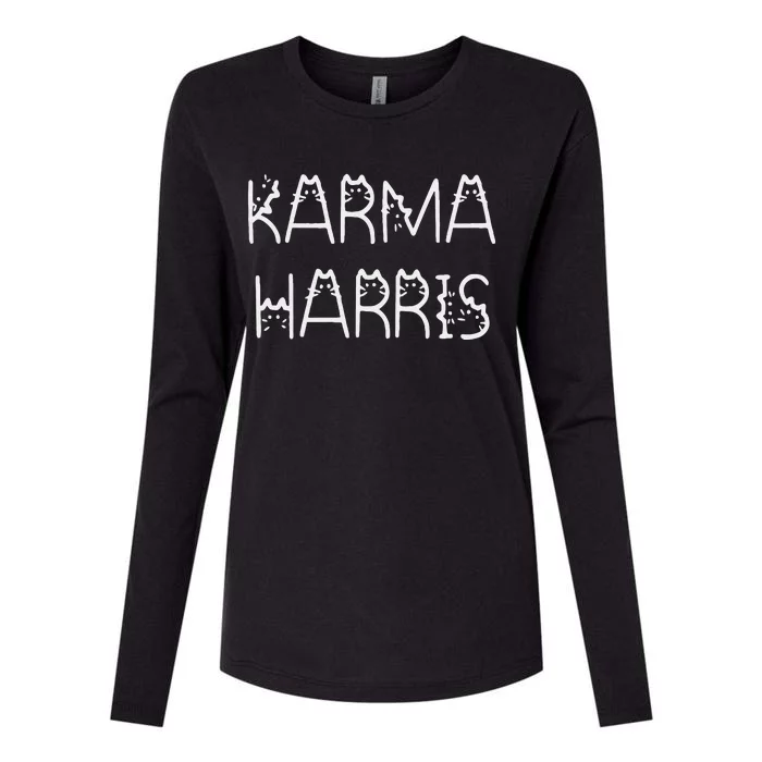 Kamala Harris Cat Lettering Positive Funny Womens Cotton Relaxed Long Sleeve T-Shirt