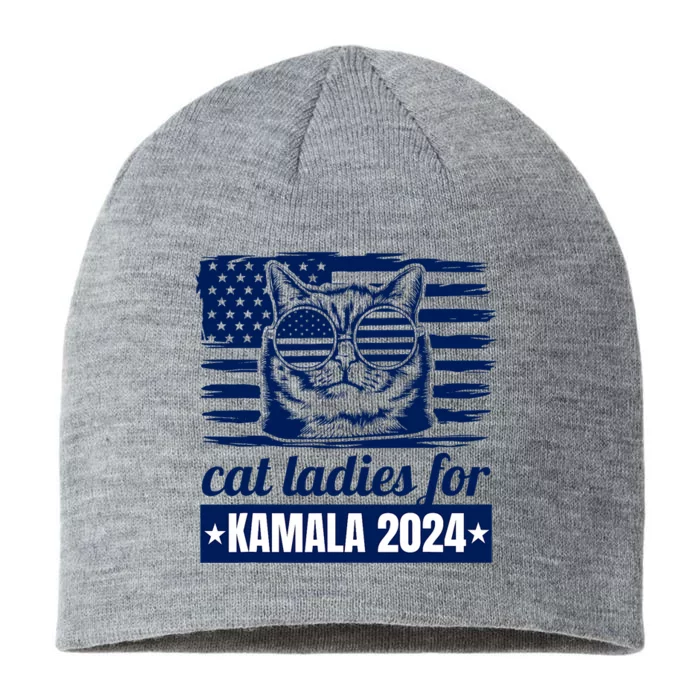 Kamala Harris Cat Lady 2024 Feminine Women Voting Funny 8 1/2in Sustainable Knit Beanie