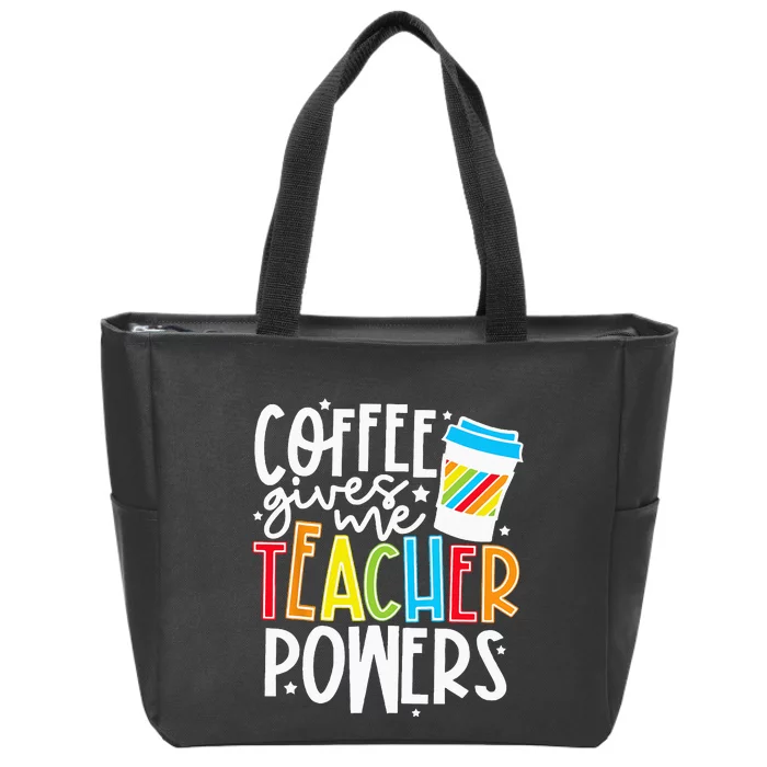 Kids Halloween Costume Coffee Gives Me Teacher Powers Zip Tote Bag