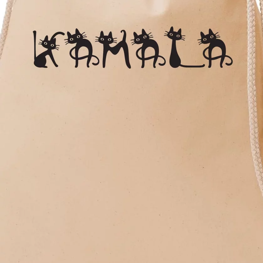 Kamala Harris Cat Lettering Kamala Harris Childless Cat Lady Drawstring Bag