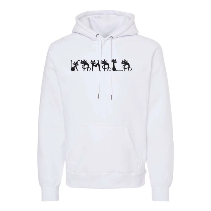 Kamala Harris Cat Lettering Kamala Harris Childless Cat Lady Premium Hoodie