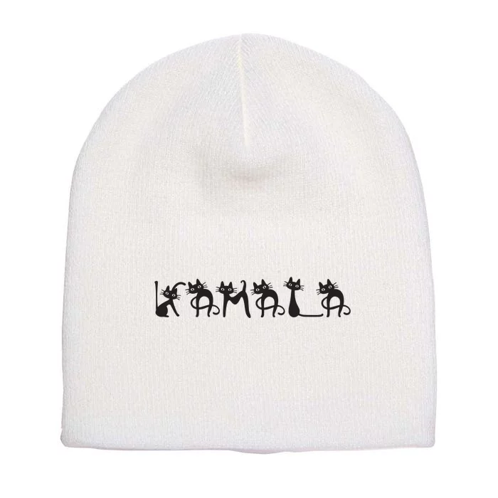 Kamala Harris Cat Lettering Kamala Harris Childless Cat Lady Short Acrylic Beanie