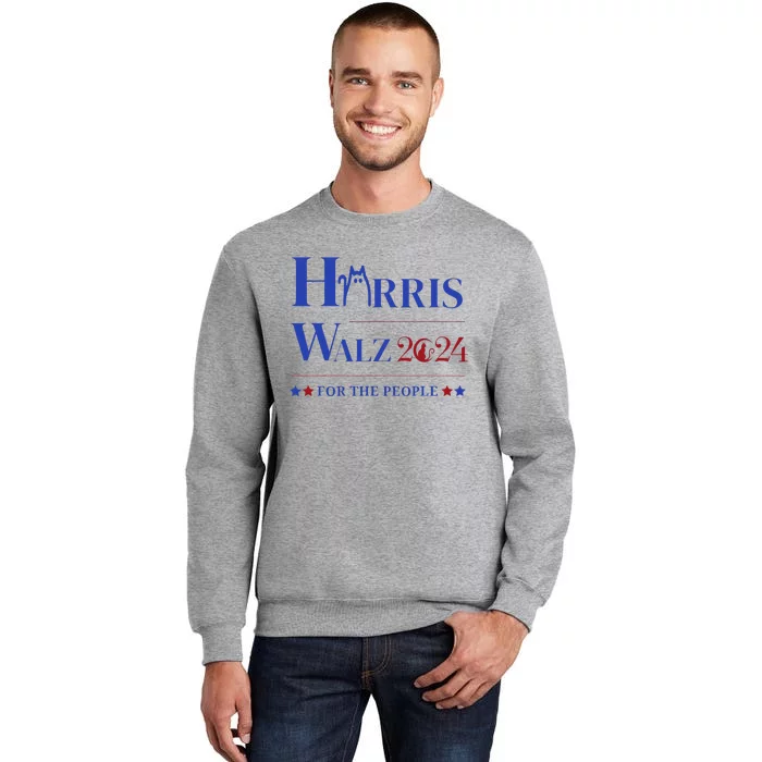 Kamala Harris Cat For Ladies And Tim Walz Waltz Cat For Guy Tall Sweatshirt