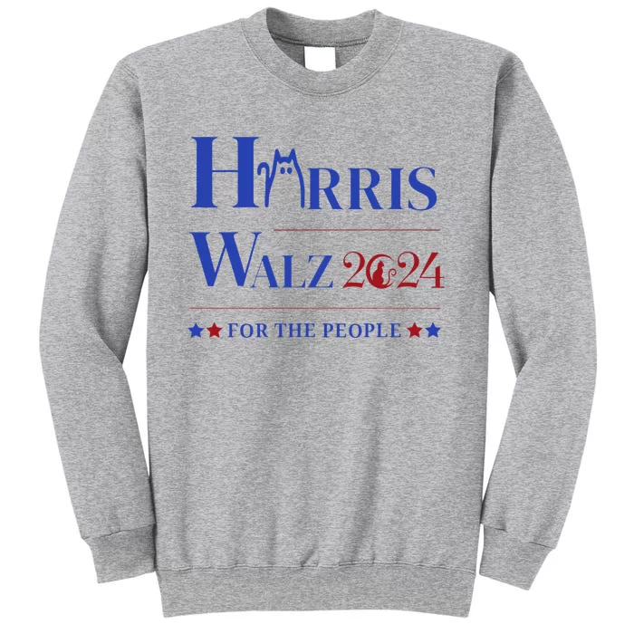 Kamala Harris Cat For Ladies And Tim Walz Waltz Cat For Guy Tall Sweatshirt