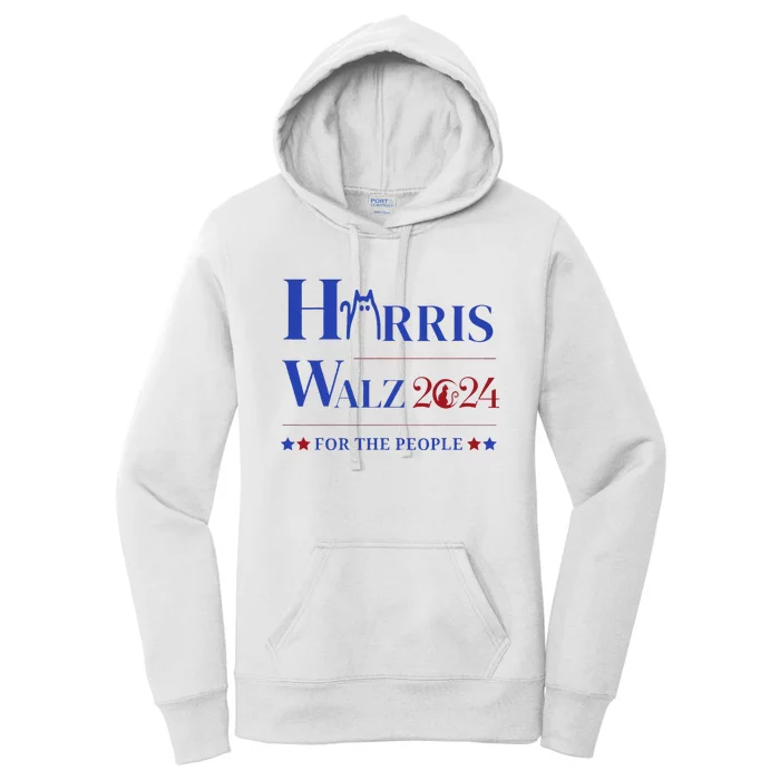 Kamala Harris Cat For Ladies And Tim Walz Waltz Cat For Guy Women's Pullover Hoodie