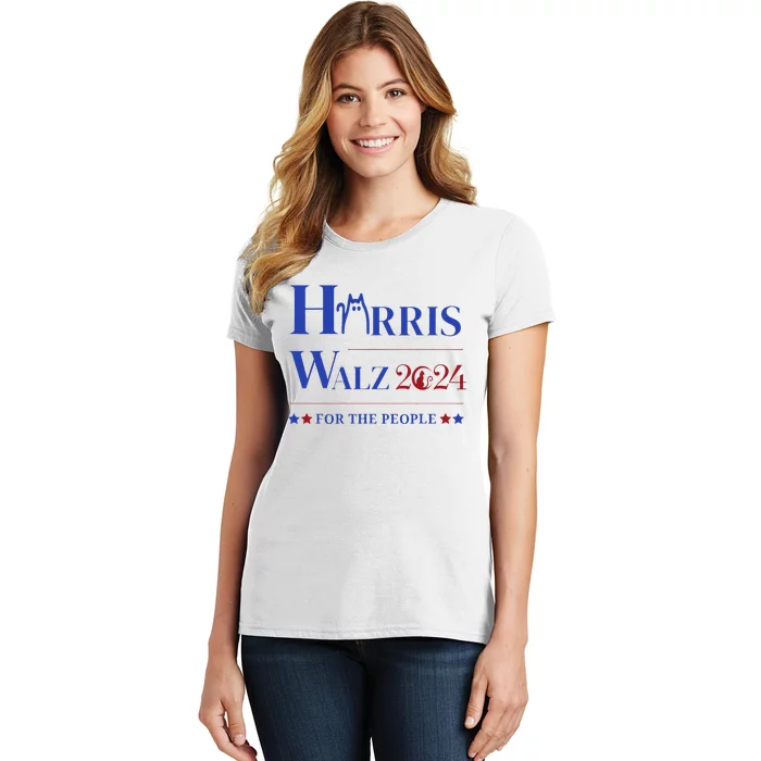 Kamala Harris Cat For Ladies And Tim Walz Waltz Cat For Guy Women's T-Shirt