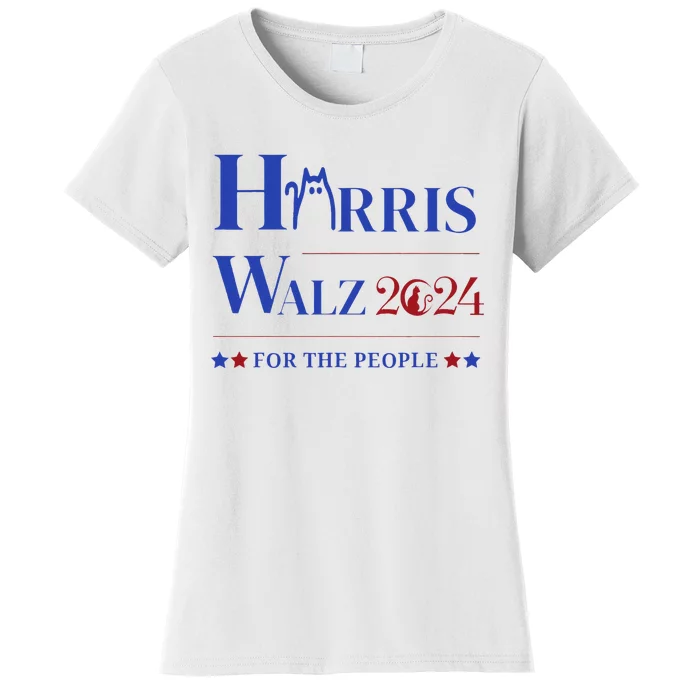 Kamala Harris Cat For Ladies And Tim Walz Waltz Cat For Guy Women's T-Shirt