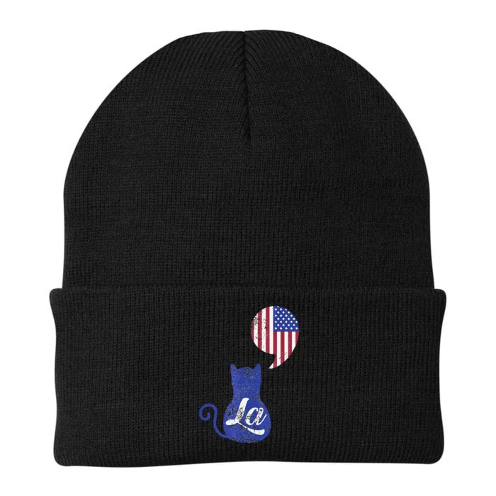 Kamala Harris Comma La Retro Cat American Flag 2024 Knit Cap Winter Beanie