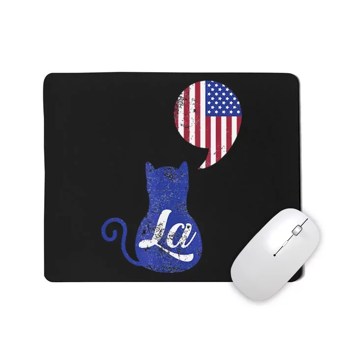 Kamala Harris Comma La Retro Cat American Flag 2024 Mousepad