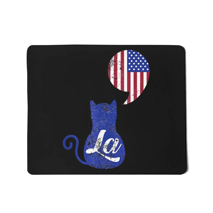 Kamala Harris Comma La Retro Cat American Flag 2024 Mousepad