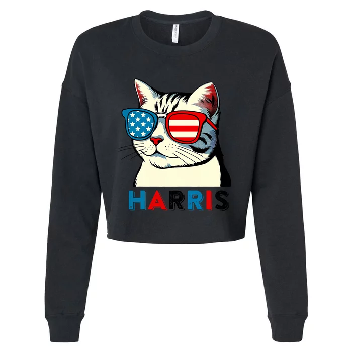 Kalama Harris Childless Cat Ladies For Presidential Election Cropped Pullover Crew