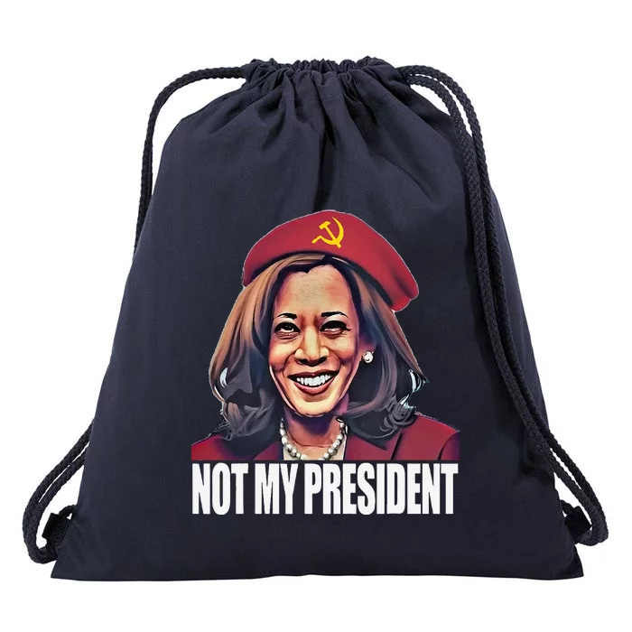 Kamala Harris Communist Not My President 2024 Election Drawstring Bag