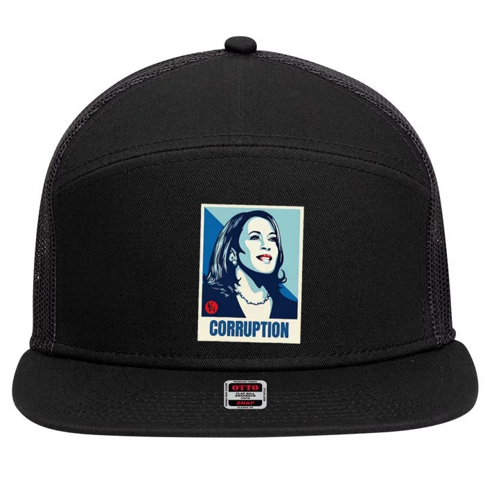 Kamala Harris Corruption 7 Panel Mesh Trucker Snapback Hat