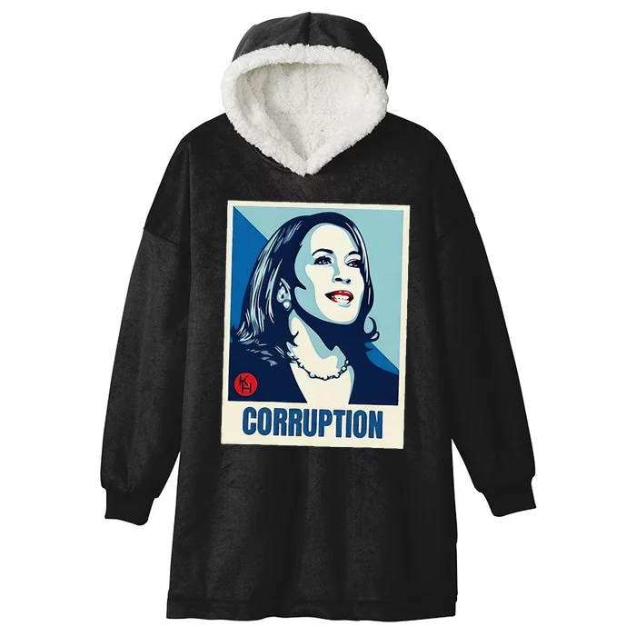 Kamala Harris Corruption Hooded Wearable Blanket