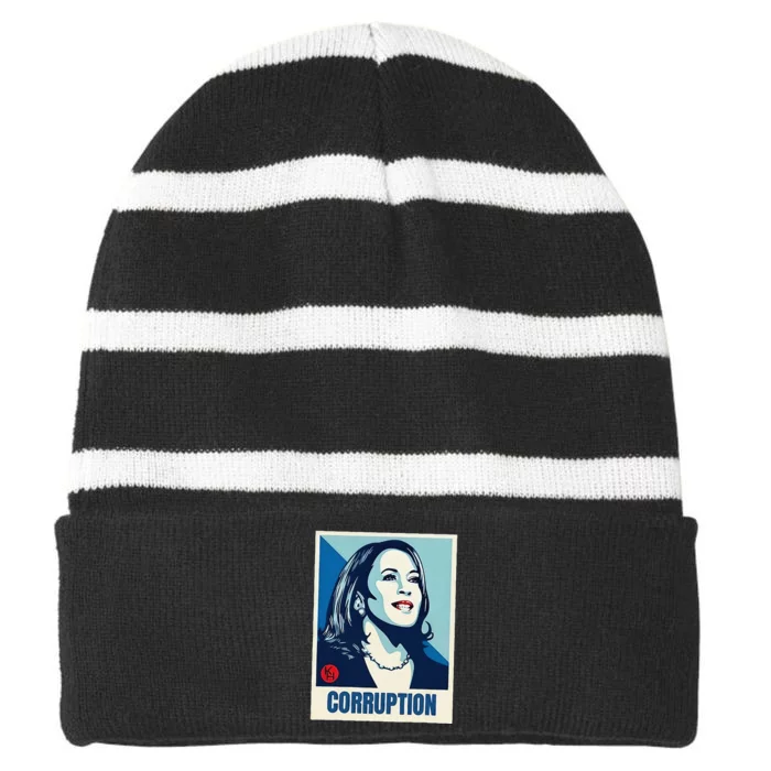 Kamala Harris Corruption Striped Beanie with Solid Band