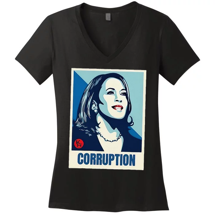 Kamala Harris Corruption Women's V-Neck T-Shirt