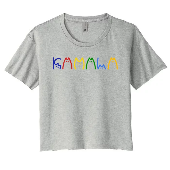 Kamala Harris Cat Lettering Funny Women's Crop Top Tee