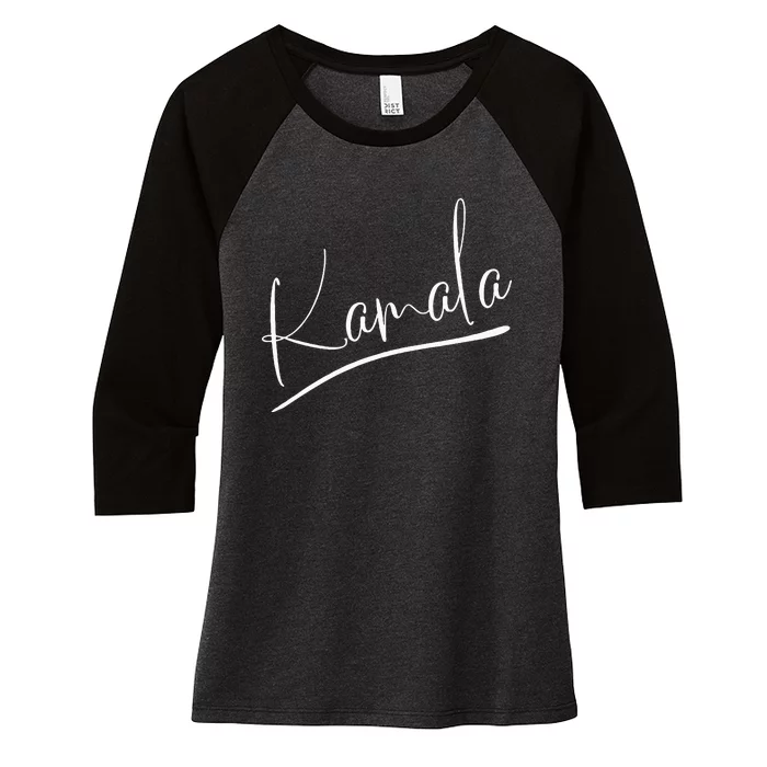 Kamala Harris Cat Lettering Positive Funny Women's Tri-Blend 3/4-Sleeve Raglan Shirt