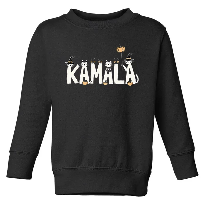 Kamala Halloween Cat Lover Witch Name Design Toddler Sweatshirt