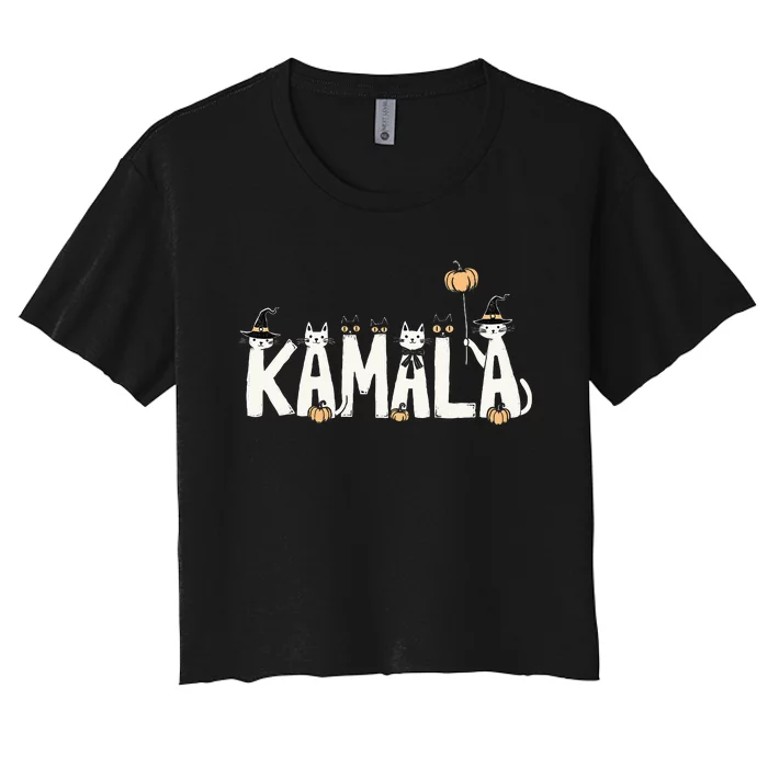 Kamala Halloween Cat Lover Witch Name Design Women's Crop Top Tee