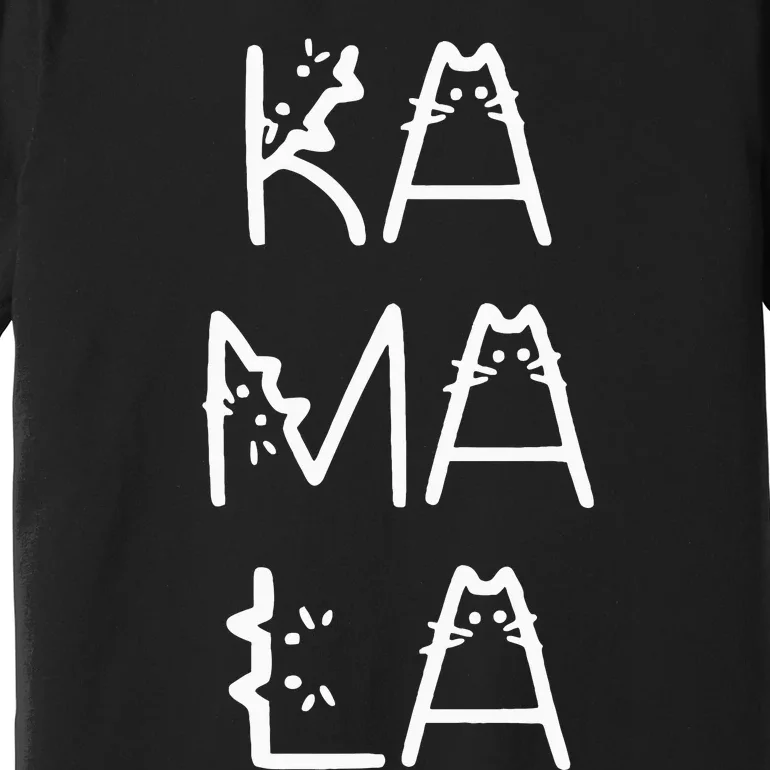 Kamala Harris Cat Lettering Positive Premium T-Shirt