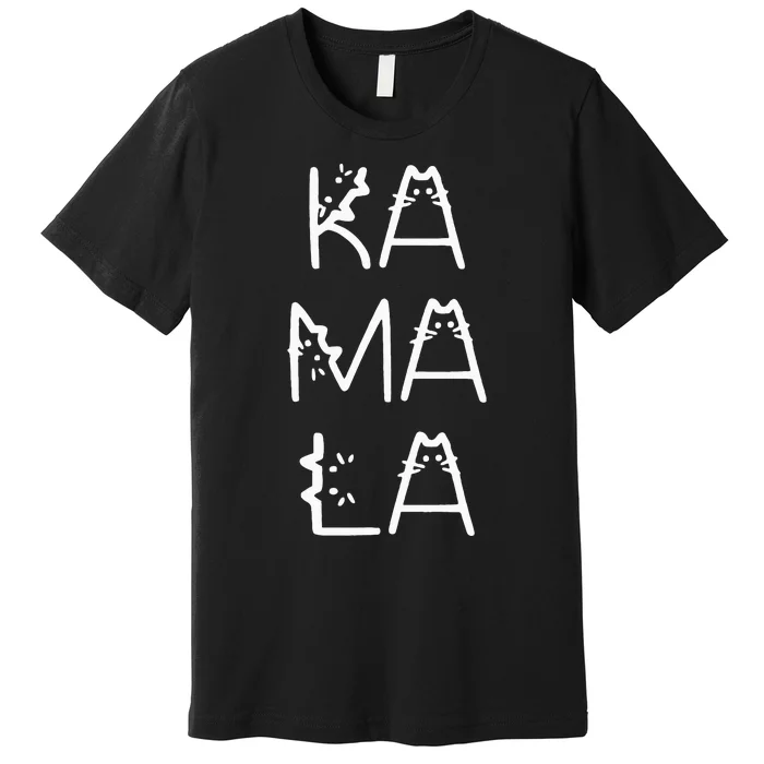 Kamala Harris Cat Lettering Positive Premium T-Shirt