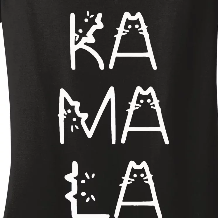 Kamala Harris Cat Lettering Positive Women's V-Neck T-Shirt