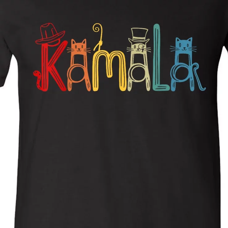 Kamala Harris Cat Lettering Positive Funny V-Neck T-Shirt