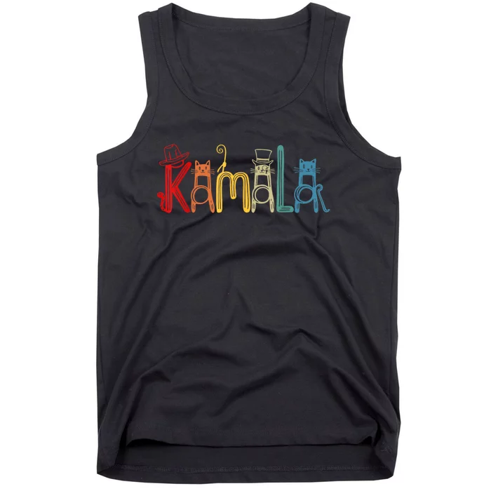 Kamala Harris Cat Lettering Positive Funny Tank Top