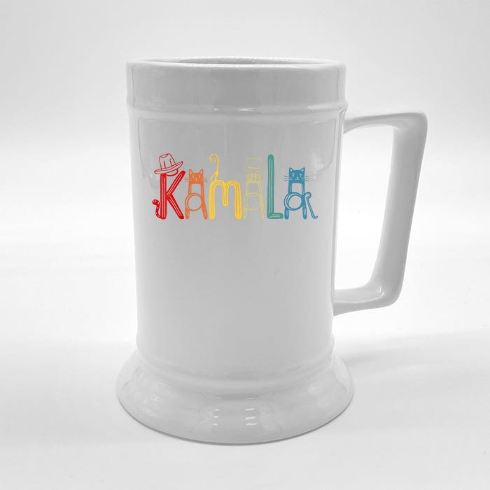 Kamala Harris Cat Lettering Positive Funny Front & Back Beer Stein