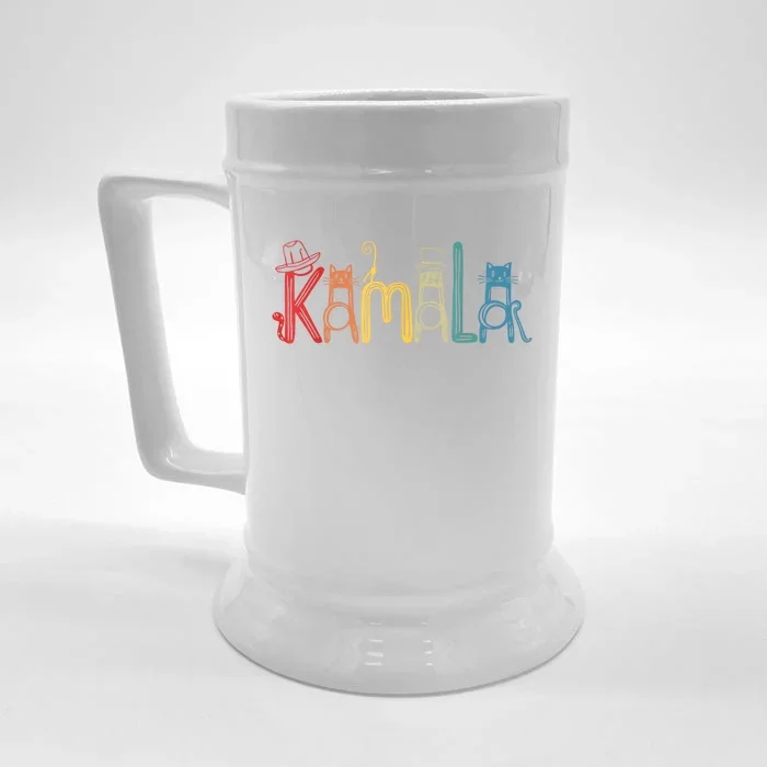 Kamala Harris Cat Lettering Positive Funny Front & Back Beer Stein