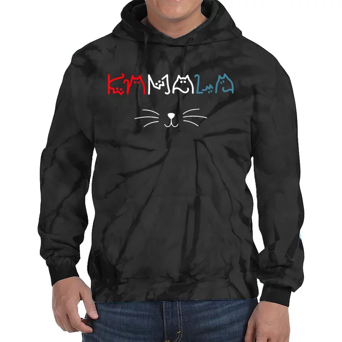 Kamala Harris Cat Lettering Positive Funny Tie Dye Hoodie