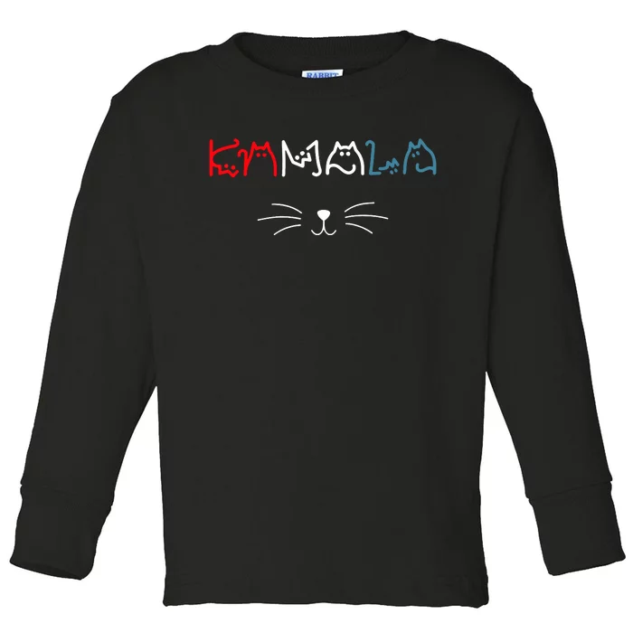 Kamala Harris Cat Lettering Positive Funny Toddler Long Sleeve Shirt