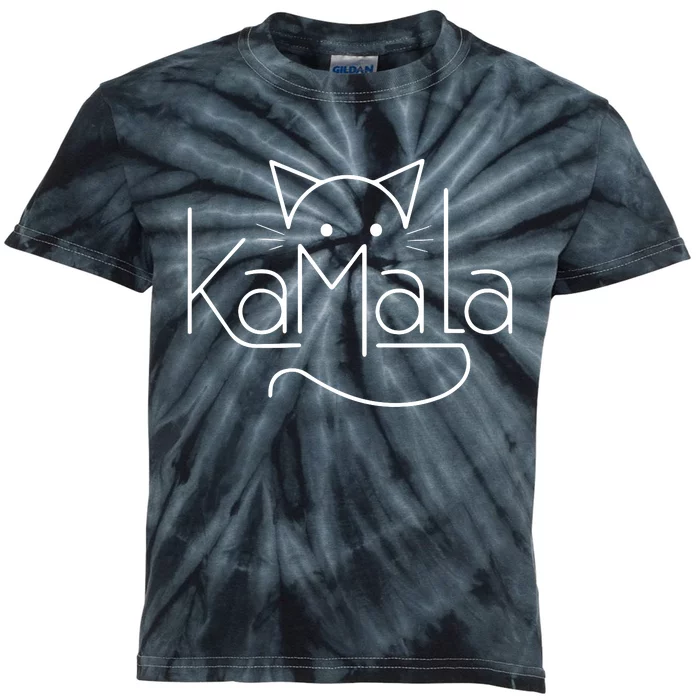 Kamala Harris Cat Lettering Positive Minimalist Kids Tie-Dye T-Shirt