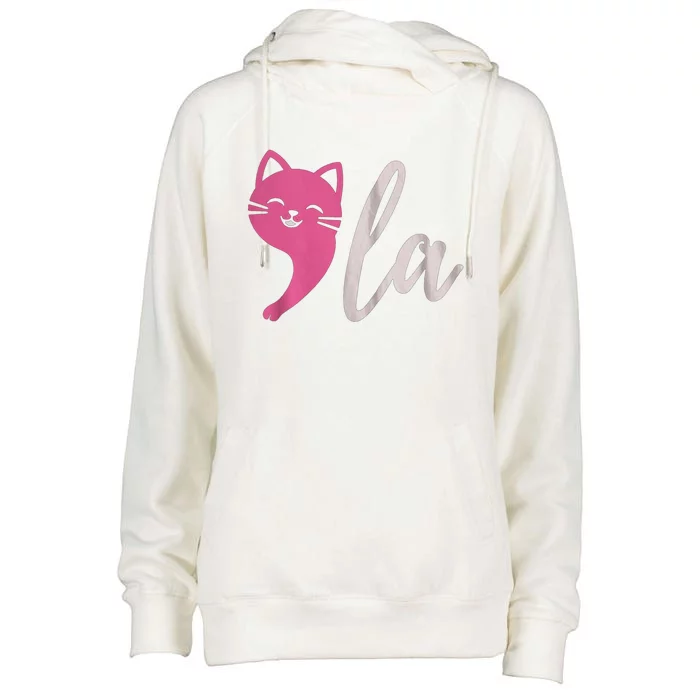 Kamala Harris Comma La Support Harris Walz Cat Lover Great Gift Womens Funnel Neck Pullover Hood