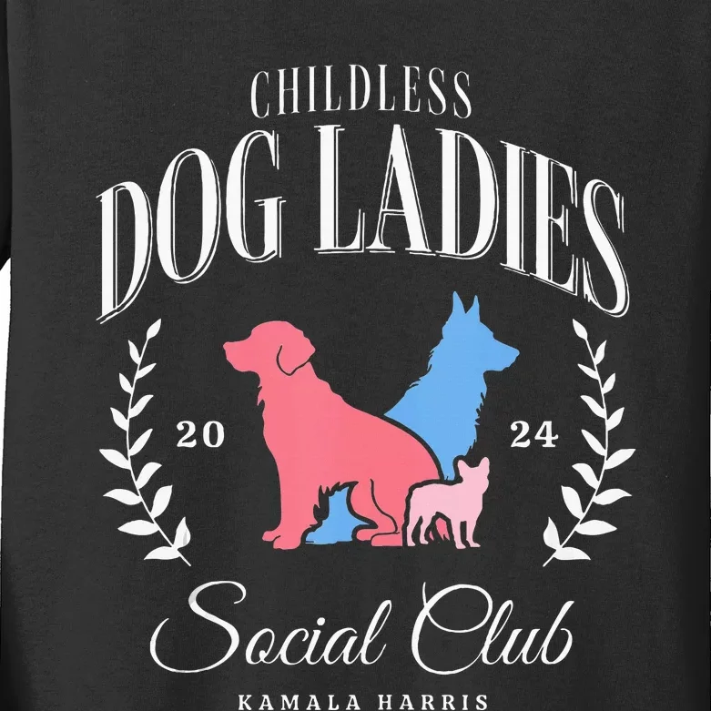 Kamala Harris Childless Dog Ladies Social Club Kamala Meme Kids Long Sleeve Shirt