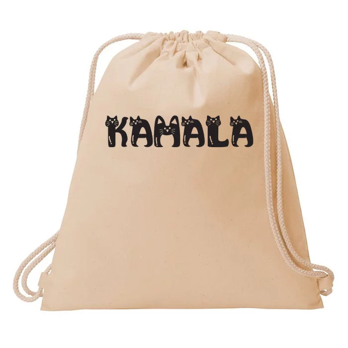 Kamala Harris Cat Lettering Positive Funny 2024 Election Drawstring Bag