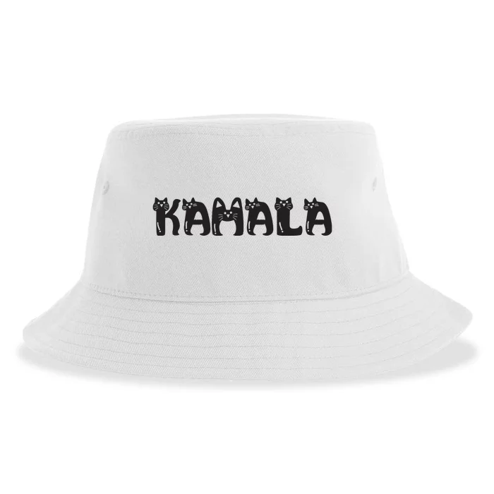 Kamala Harris Cat Lettering Positive Funny 2024 Election Sustainable Bucket Hat