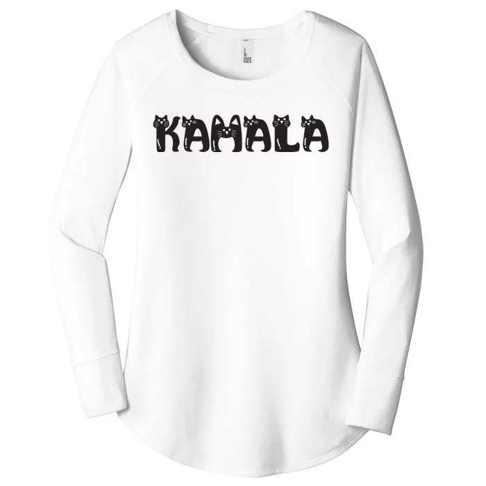 Kamala Harris Cat Lettering Positive Funny 2024 Election Women's Perfect Tri Tunic Long Sleeve Shirt