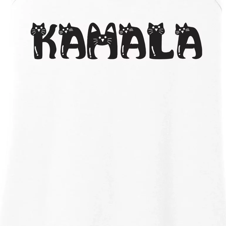 Kamala Harris Cat Lettering Positive Funny 2024 Election Ladies Essential Tank